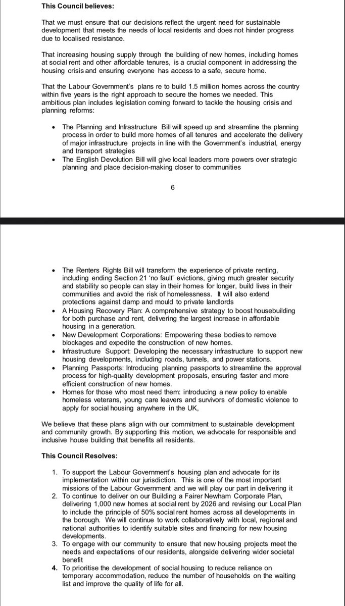 newham_labour's tweet photo. Motion presented by @Plaistovian &amp; @blossomyoung - In Support of House Building and Endorsement of the Labour Government’s approach. 

Council has carried this motion ✅ read the following and full details via https://t.co/nYz4pTpoo9 https://t.co/KIpwk7JbmZ