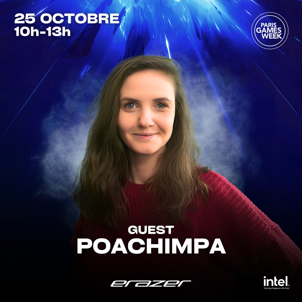 Poachimpa's tweet photo. Trop HYPE de vous annoncer que je serai en live sur le stand d'@ErazerFrance ce vendredi 25 de 10h à 13h pour la @ParisGamesWeek 🥳

Vous êtes pas prêts pour le stand incroyable qu'ils ont préparé 

📍 Pavillon 1 / J-032 j'espère vous y voir ! https://t.co/qihQ01GElv