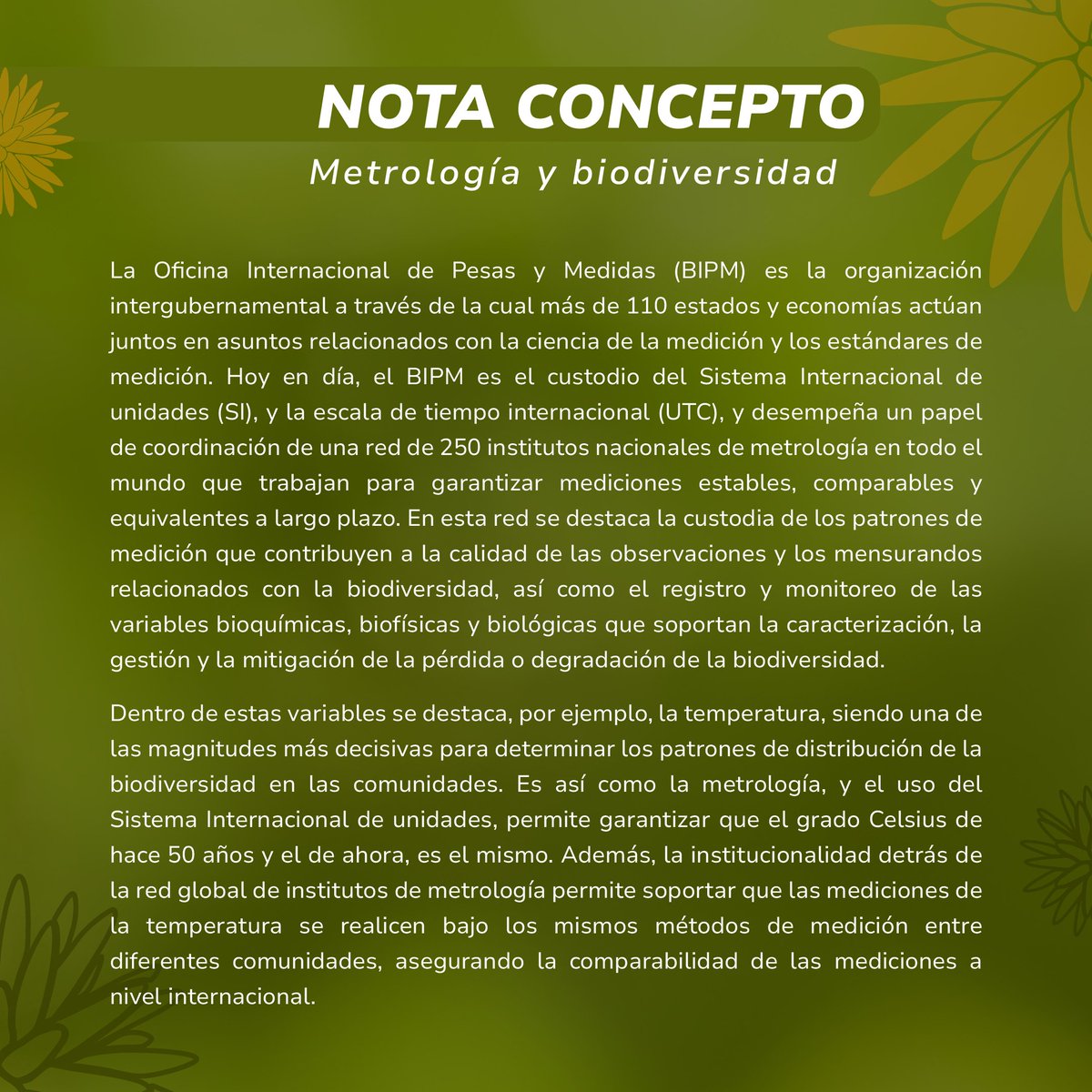 INMdeColombia's tweet photo. Los invitamos hacer la #PazconlaNaturaleza. A través de la #TrazabilidadMetrológica trabajamos por garantizar observaciones #Precisas y #Comparables que nos ayuden a conservar nuestros #Ecosistemas. Juntos, podemos construir un #FuturoSostenible, #Medible y lleno de vida.
#COP16 https://t.co/sD9SeaJX3r