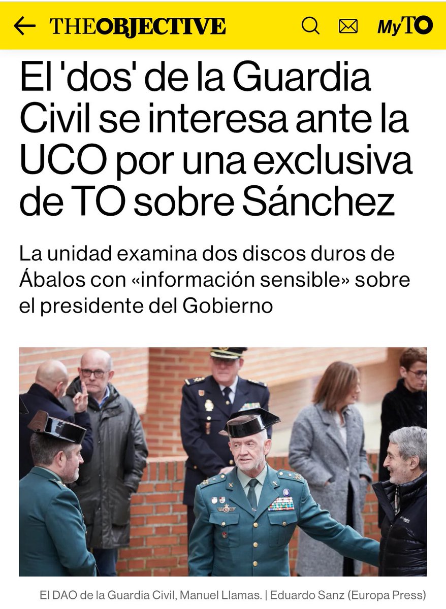 Esto es realmente preocupante. 

El DAO de la Guardia Civil se interesa por el contenido de dos memorias USB que contendrían «información sensible» sobre el presidente del Gobierno, Pedro Sánchez 

<a href="/TheObjective_es/">THE OBJECTIVE</a> 

theobjective.com/espana/2024-10…