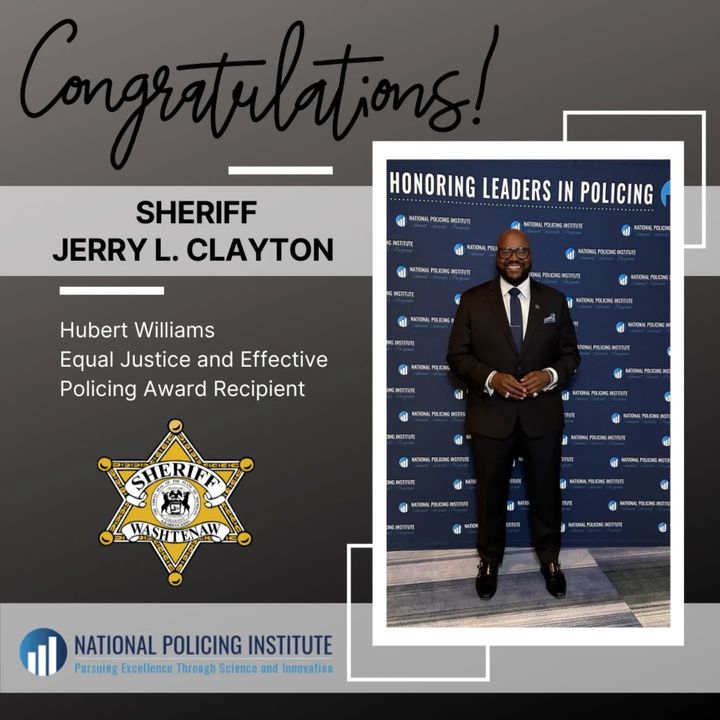 On September 12th, we shared that Sheriff Clayton received the prestigious Hubert Williams Equal Justice and Effective Policing Award from the National Policing Institute (NPI).  The award recognizes a police professional who champions and promotes… dlvr.it/TFZncJ