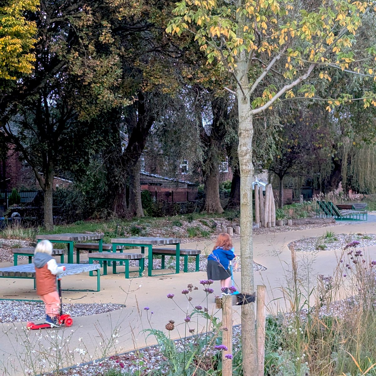 WalkRideGM's tweet photo. The transformation of Stretford highlights the potential for reimagining and revitalising urban spaces across Greater Manchester. 

We want to build places people want to sit down with friends or scoot around with their kids. https://t.co/lON95wc8Mh