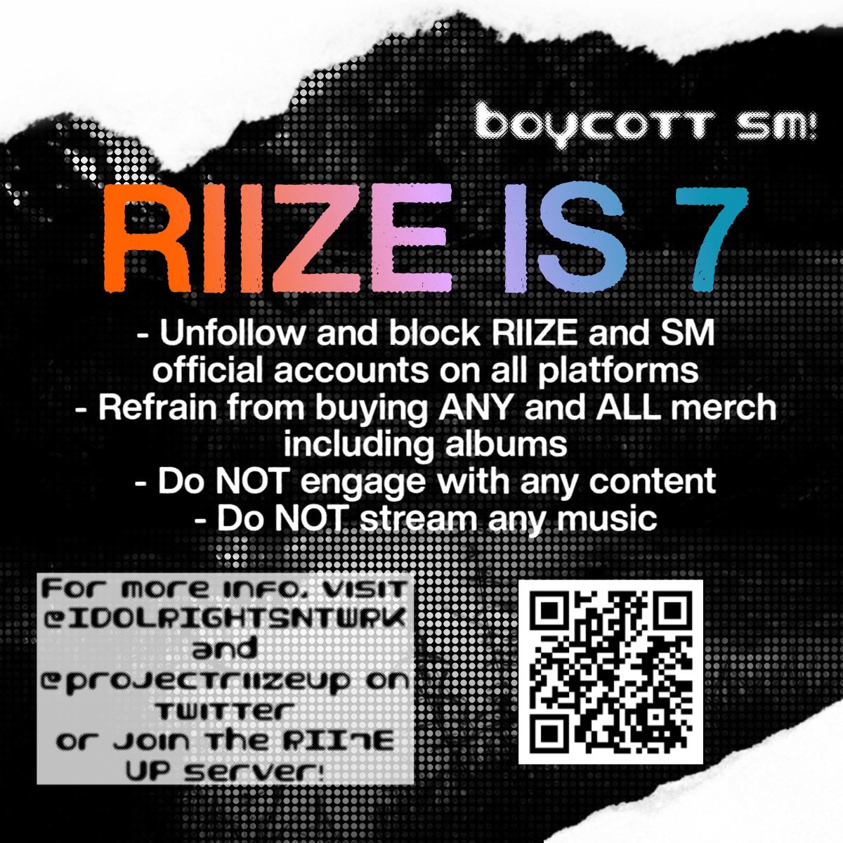 ANOTHER ONE THANK YOU‼️

@IDOLRIGHTSNTWRK 
<a href="/projectriizeup/">RIIZE UP</a>

from the briize who love RII7E <3

#UnfollowRIIZE
#BringBackRII7E
#AlwaysWithSeunghan
#승한아_겁먹지마_우리가있잖아