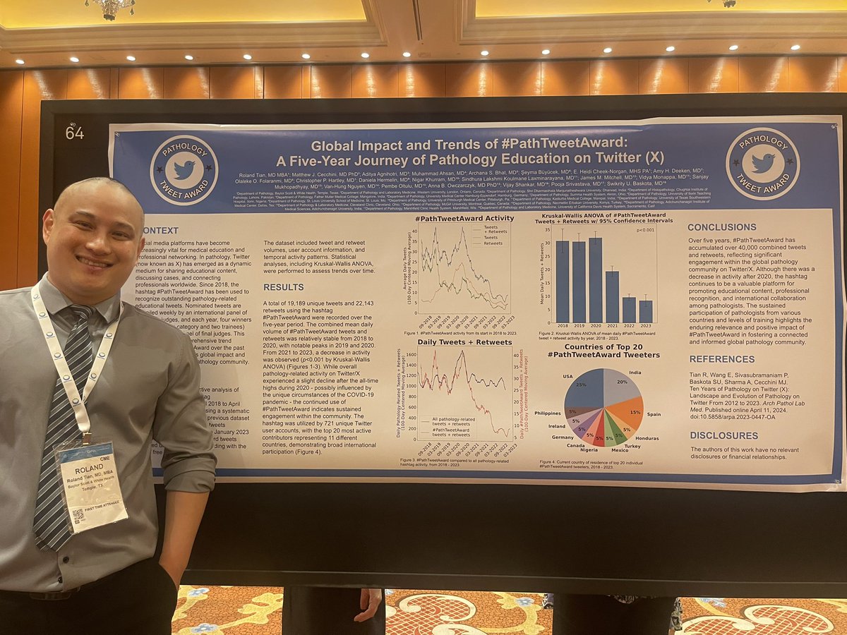 Baskotacytopath's tweet image. Our #pathtweetaward poster is up right now at poster#64! Stop by and while you’re there say hi to @RolandTian who did a great job putting it together! cc: @smlungpathguy @Path_Matt @VijayPatho  @PoojaSMD #CAP24