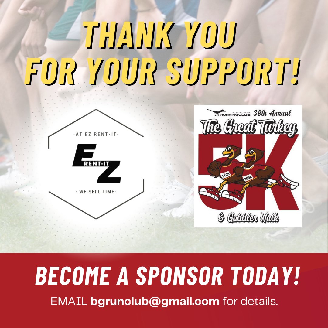 We appreciate our race sponsors — and we know you’ll appreciate the heaters from EZ Rent It on race morning! Have you signed up yet?! We have limited bibs for participants due to the course size so do not wait! greatturkey5k.itsyourrace.com/register/
