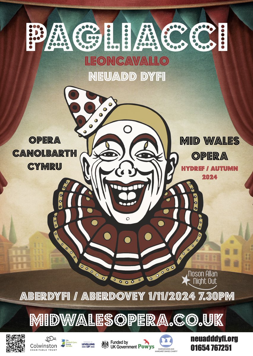 Midwalesopera's tweet photo. Neuadd Dyfi Community Hall in Aberdyfi aims to be the social and cultural hub of the village and make a significant contribution to the health and well-being of its community πͺπ₯°
Pagliacci - Friday 1st Nov 7.30pm
#SupportLocalVenues
https://t.co/JMCMD6K24f https://t.co/Nv3PWznc2g
