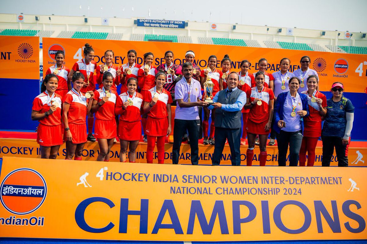 Thank you God for all your blessings to me🤍 It was a memorable experience! 4th Inter-Department National Championship 2024  New Delhi 📍
🏑🏆

##champion #railwaysteam #bless #indiakagame #hockeyindia #2024