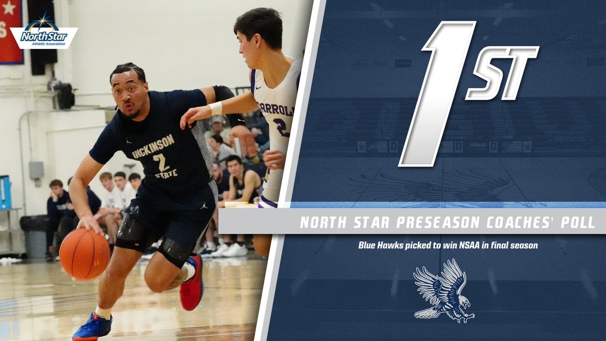 🏀| <a href="/BlueHawkMBB/">Dickinson State MBB</a> was picked to win the North Star Athletic Association in it's final season by the league coaches!

Check out the details here↙️
dsubluehawks.com/sports/mbkb/20…

#HawksAreUp