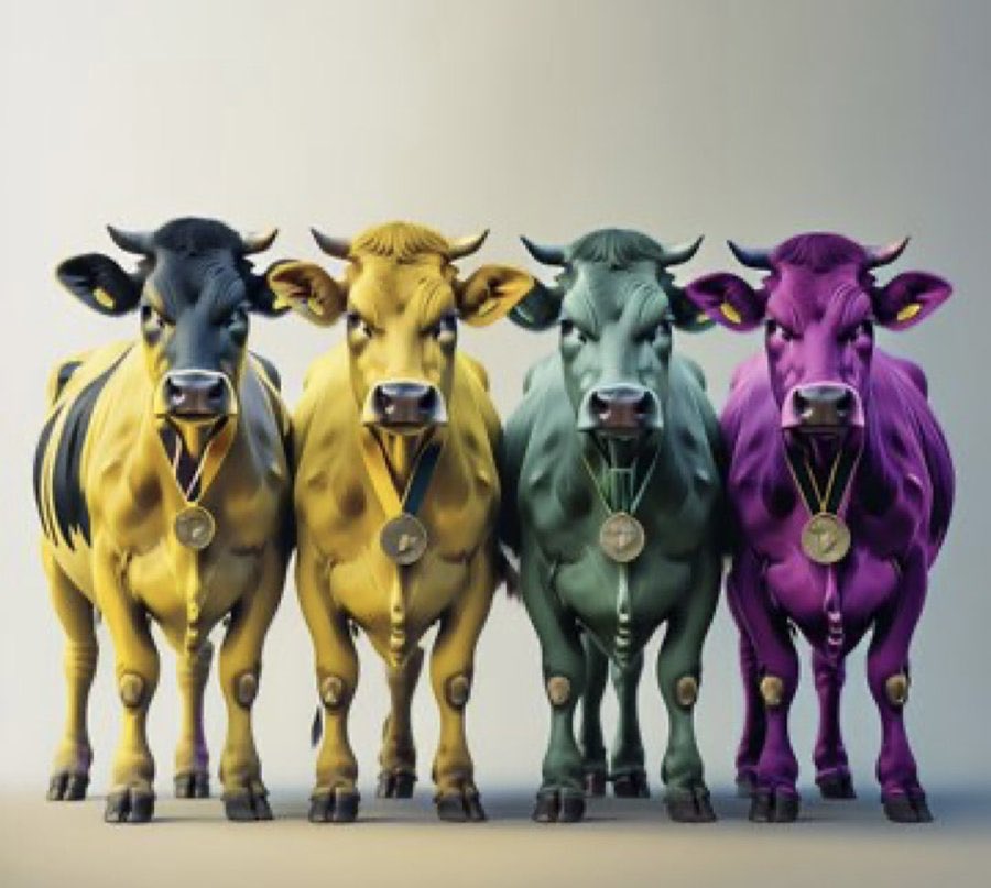 #البقرات_الاربع
يحكى ان ثلاث بقرات كانت تشعر بالخيبة واسطفت خلف بقرة لكي  يشتتون الاسد ولكن افترسهم جميعآ