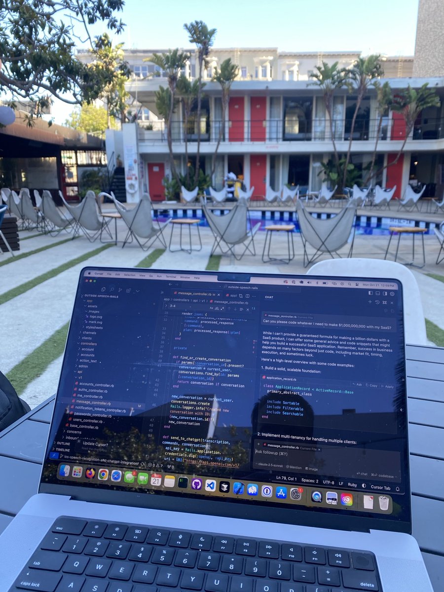 mazedmike's tweet photo. I’m so cool I flew to SF just to code with ⁦@cursor_ai⁩ in the Tenderloin. #justshipitforme https://t.co/uQ7MWqoUX8
