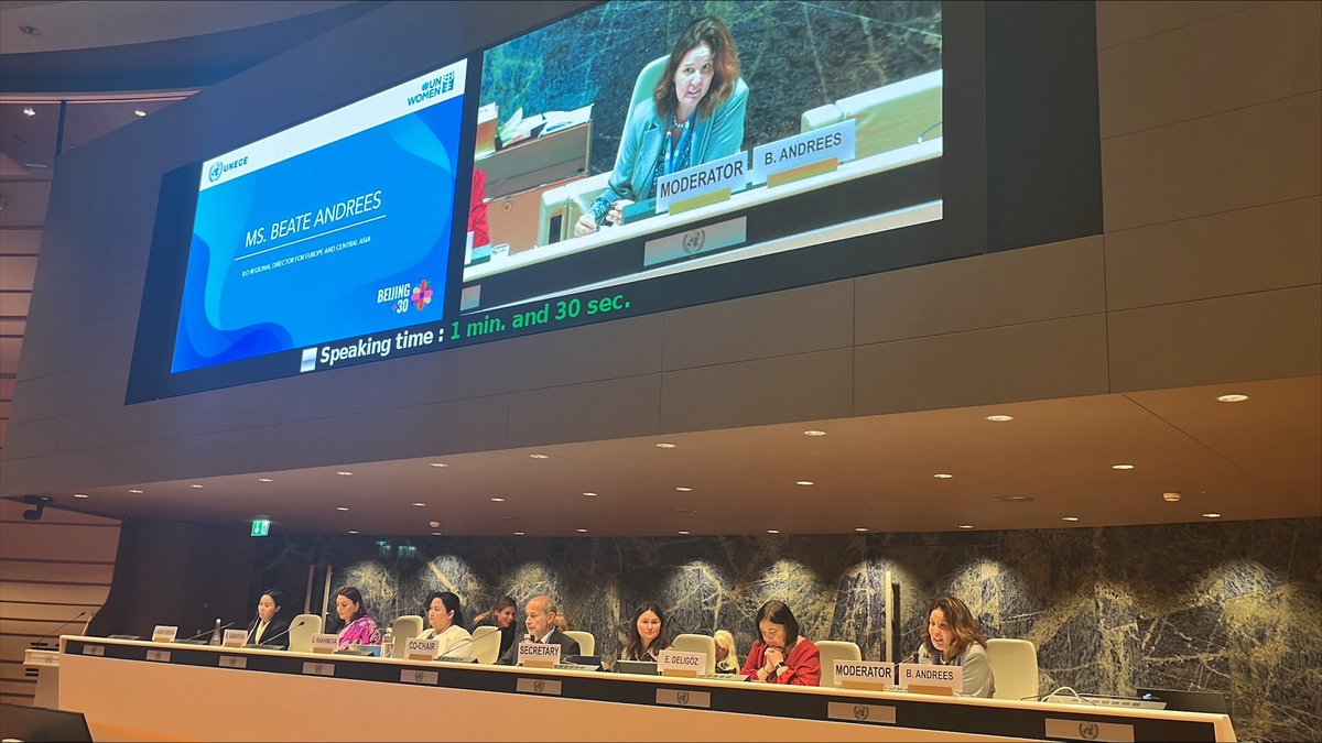 Great energy at #Bejjing30 Regional Review Meeting, where I had the pleasure of moderating a panel on economic empowerment of women. Very encouraging to hear about concrete action to close the gender gaps in pay, care, finance and business. <a href="/ilo/">International Labour Organization</a> <a href="/UNECE/">UNECE</a>