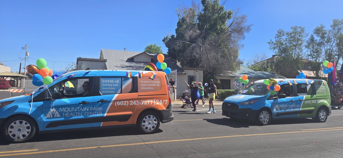MPHCAZ's tweet photo. Our providers, leadership, patients and employees had a blast at yesterday's Phoenix Pride parade supporting our LGBTQIA+ community. Thank you to everyone who joined us!

#mountainparkhealthcenter #prideparade #clinic https://t.co/7SSy1GgBL8
