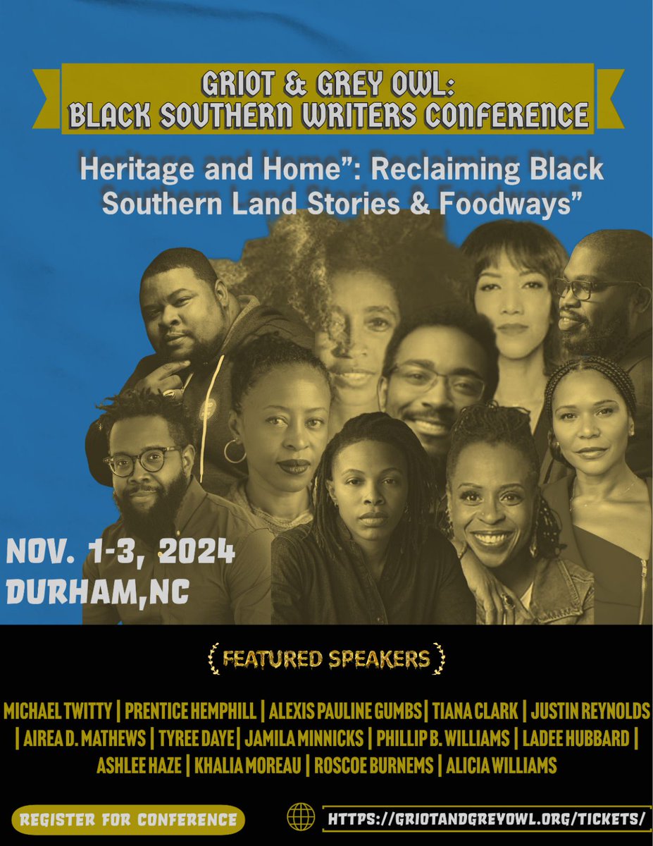 Pande Lecture Management (@pandelectures) on Twitter photo Don't miss Ladee Hubbard at the <a href="/GriotOwl/">Griot Grey Owl Blk Southern Writers Conference</a> Blk Southern Writers Conference 2024, where writers and book lovers unite to celebrate Black stories.
Register Here: eventbrite.com/e/griot-grey-o…
#GriotGreyOwl #BlackWriters #SouthernLiteratureConference Don't miss Ladee Hubbard at the <a href="/GriotOwl/">Griot Grey Owl Blk Southern Writers Conference</a> Blk Southern Writers Conference 2024, where writers and book lovers unite to celebrate Black stories.
Register Here: eventbrite.com/e/griot-grey-o…
#GriotGreyOwl #BlackWriters #SouthernLiteratureConference