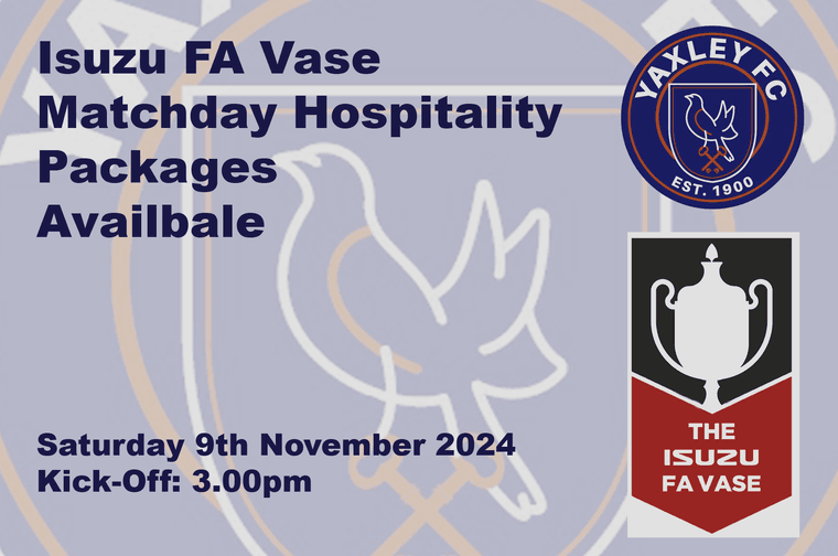 yaxleyfc's tweet photo. @Isuzuuk @FA Vase Matchday Hospitality available for the @YaxleyFootball match on Saturday 9th November.

We would be delighted to welcome you @TonyIncenzo if you fancy a jolly up in #Peterborough.

#Pitchero
https://t.co/eKRAS6F0g7 https://t.co/DVUY50u9Xx