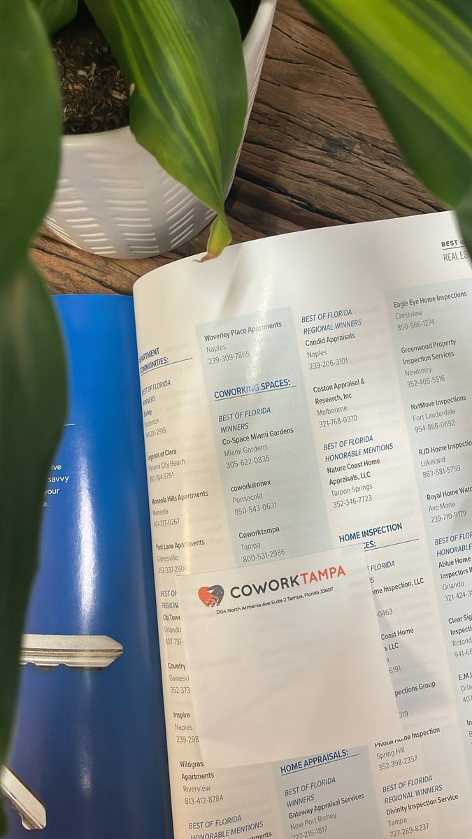 We’re excited to share that we’ve been listed in <a href="/GUIDEtoFL/">Guide to Florida</a> BEST OF FLORIDA magazine under best Coworking spaces 🤩 2024. Thank you to all who consistently vote for us every year!

💻CoWorkTampa.com
☎️ (800) 531-2986
📍 3104 N Armenia Ave. Suite 2. Tampa, FL 33607