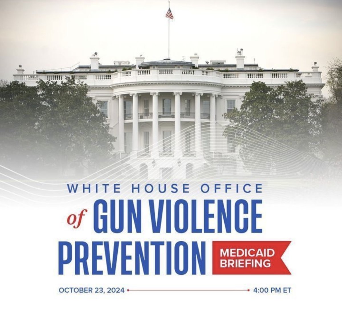 You are invited to the White House Office of Gun Violence Prevention’s online briefing to discuss the recent announcement that Medicaid can be used to reimburse health care providers for violence intervention programs. 
October 23 at 4:00 pm ET. 
Register: buff.ly/3NxaLIo