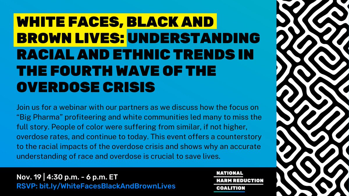 National Harm Reduction Coalition (@harmreduction) on Twitter photo 🧵Join NHRC, <a href="/AIDSUnited/">AIDS United</a>, Black Harm Reduction Network, <a href="/DrugPolicyOrg/">Drug Policy Alliance</a> (DPA), <a href="/HumanImpact_HIP/">Health in Partnership</a>, & <a href="/NASTAD/">NASTAD</a> for a webinar moderated by DPA Executive Director Kassandra Frederique next month! In the early days of the #overdose crisis,
bit.ly/WhiteFacesBlac… 🧵Join NHRC, <a href="/AIDSUnited/">AIDS United</a>, Black Harm Reduction Network, <a href="/DrugPolicyOrg/">Drug Policy Alliance</a> (DPA), <a href="/HumanImpact_HIP/">Health in Partnership</a>, & <a href="/NASTAD/">NASTAD</a> for a webinar moderated by DPA Executive Director Kassandra Frederique next month! In the early days of the #overdose crisis,
bit.ly/WhiteFacesBlac…