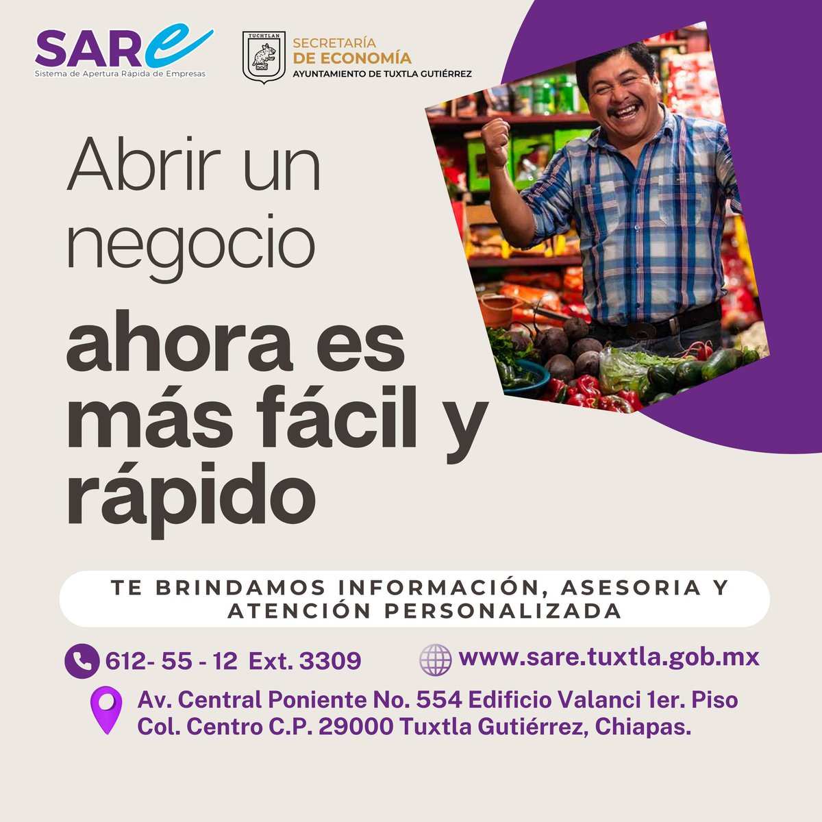 SARE_Tuxtla's tweet photo. Abrir un negocio ahora es más fácil y rápido. Obtienes tu licencia de funcionamiento en tres días hábiles. #EmpléateTuxtla #TuxtlaCapitaldelSurSureste
#TuxtlaEmprende https://t.co/YeCU1Pidcq