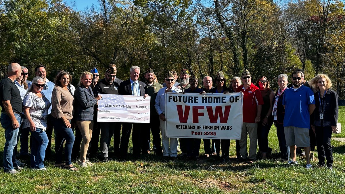 VFWPost3285's tweet photo. 🎉 Exciting News! 🎉

Today, we had the honor of welcoming Congressman David Trone to John R. Webb VFW Post 3285. He presented us with a generous check for $1 million from Community Project Funding! This will go towards building our new Post Home for our veterans and community. https://t.co/caImvtUkYa