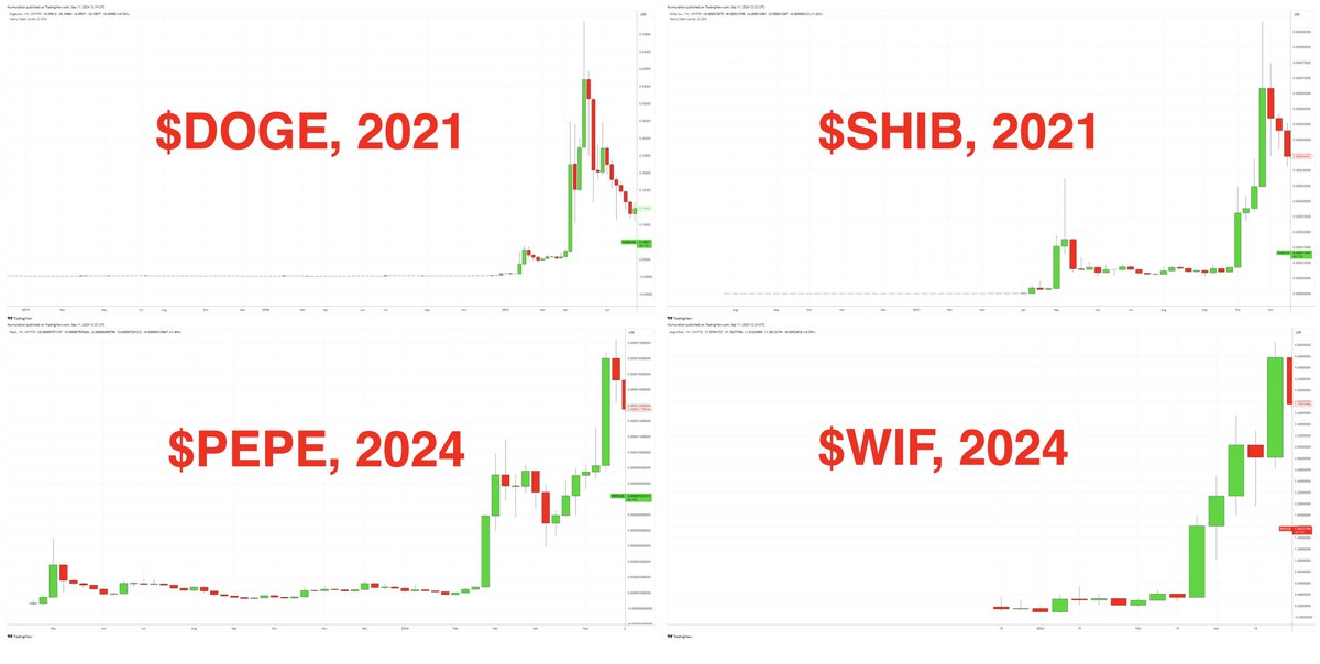 Memecoins going to $5B, $50B, even $100B is NOT a "crazy prediction"

It's something that has happened in the past.

And it will happen again.