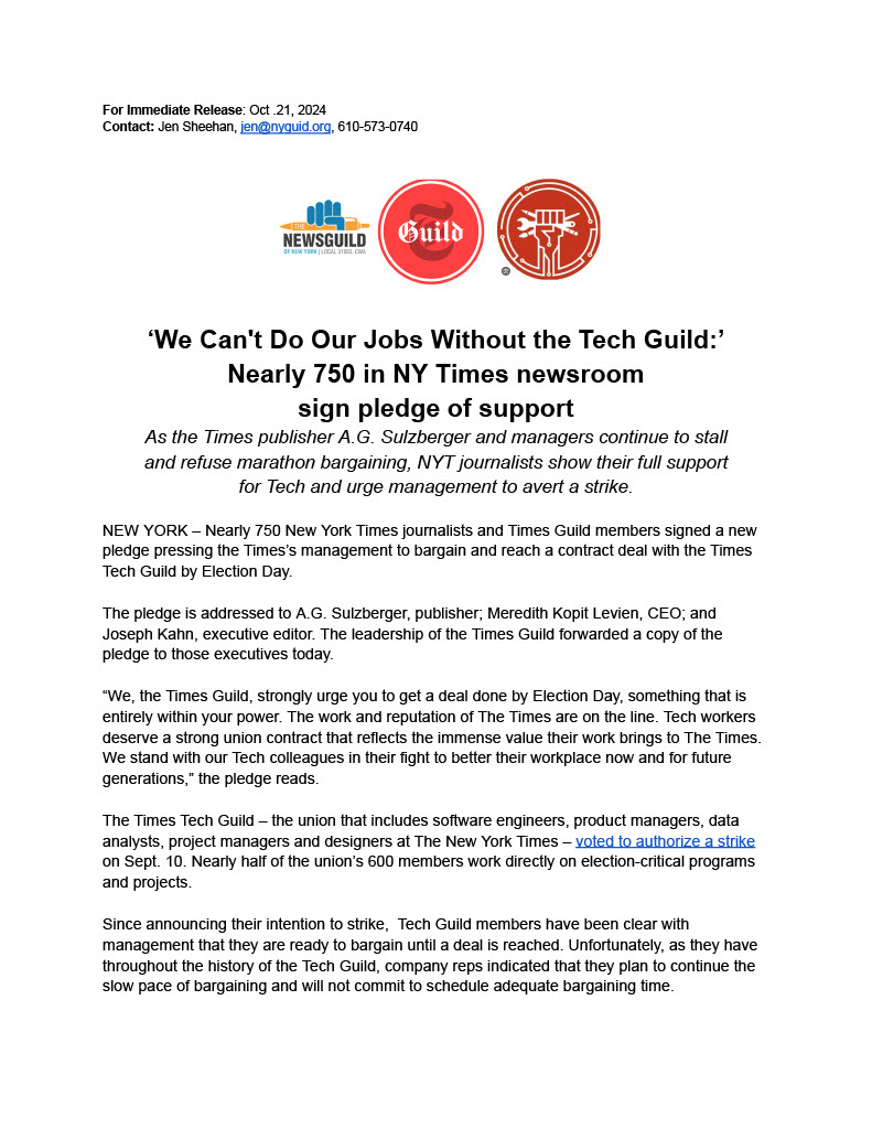 New York Times Tech Guild tweet media