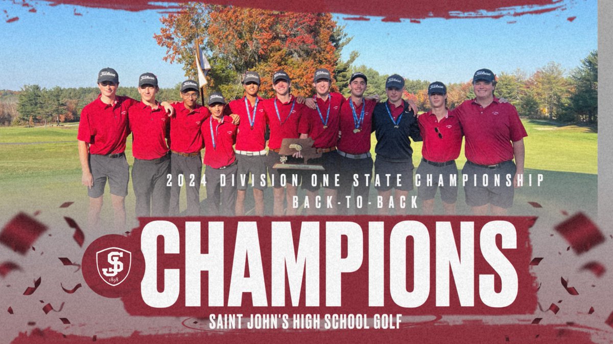 Saint John's HS Athletics (@sjhs_pioneersad) on Twitter photo Congrats to our (Back-To-Back) <a href="/MIAA033/">MIAA</a> Division 1 Golf State Champions - <a href="/SJHSGolf/">SJHS Golf</a>
<a href="/SJShrewsbury/">Saint John's</a> <a href="/tgsports/">Worcester T&G Sports</a> <a href="/BostonHeraldHS/">Danny Ventura</a> <a href="/GlobeSchools/">Boston Globe Schools</a> Congrats to our (Back-To-Back) <a href="/MIAA033/">MIAA</a> Division 1 Golf State Champions - <a href="/SJHSGolf/">SJHS Golf</a>
<a href="/SJShrewsbury/">Saint John's</a> <a href="/tgsports/">Worcester T&G Sports</a> <a href="/BostonHeraldHS/">Danny Ventura</a> <a href="/GlobeSchools/">Boston Globe Schools</a>