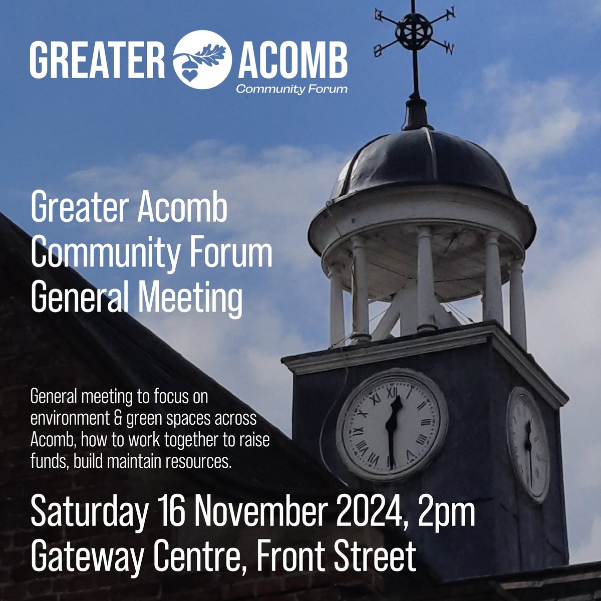 Join us at our general meeting to talk about the environment and green spaces across Acomb and how to work together to raise funds and build and maintain resources. All are welcome!
#acomb #environment #community