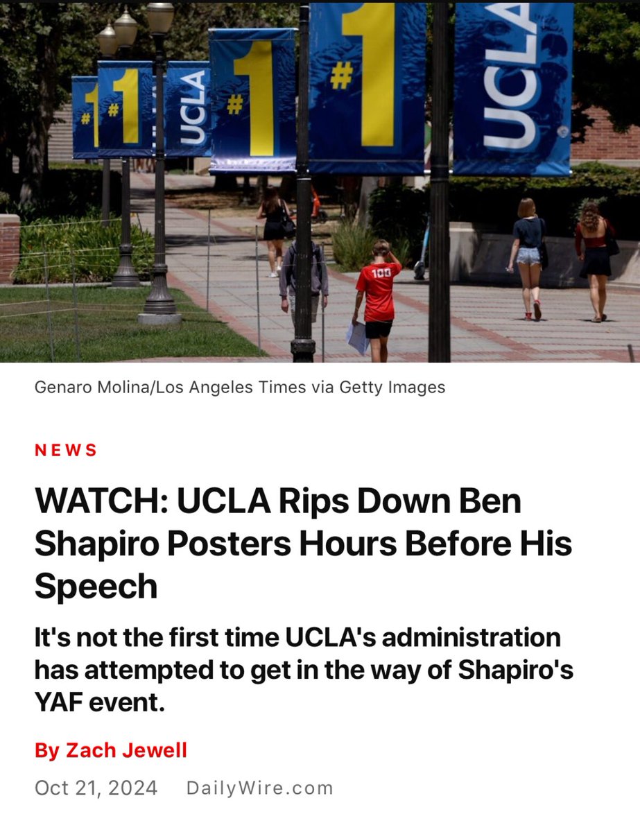 Nothing like free speech in action. 

Way to go, UCLA. Wonder what your classmates of 1970 would think of that?

dailywire.com/news/watch-ucl…