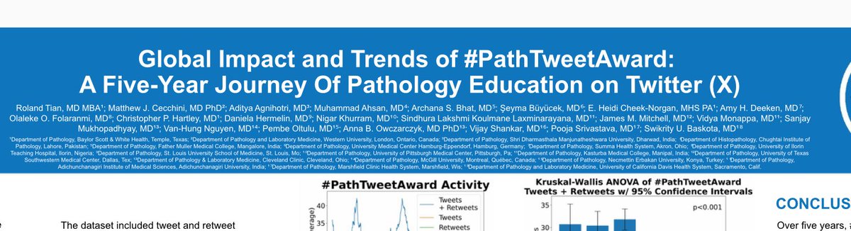 DrGeeONE's tweet image. Make sure to check out our poster 😉 
“Global Impact and Trends of #PathTweetAward: A 5-year Journey of Pathology Education on Twitter (X)”

#CAP24 #CAP2024