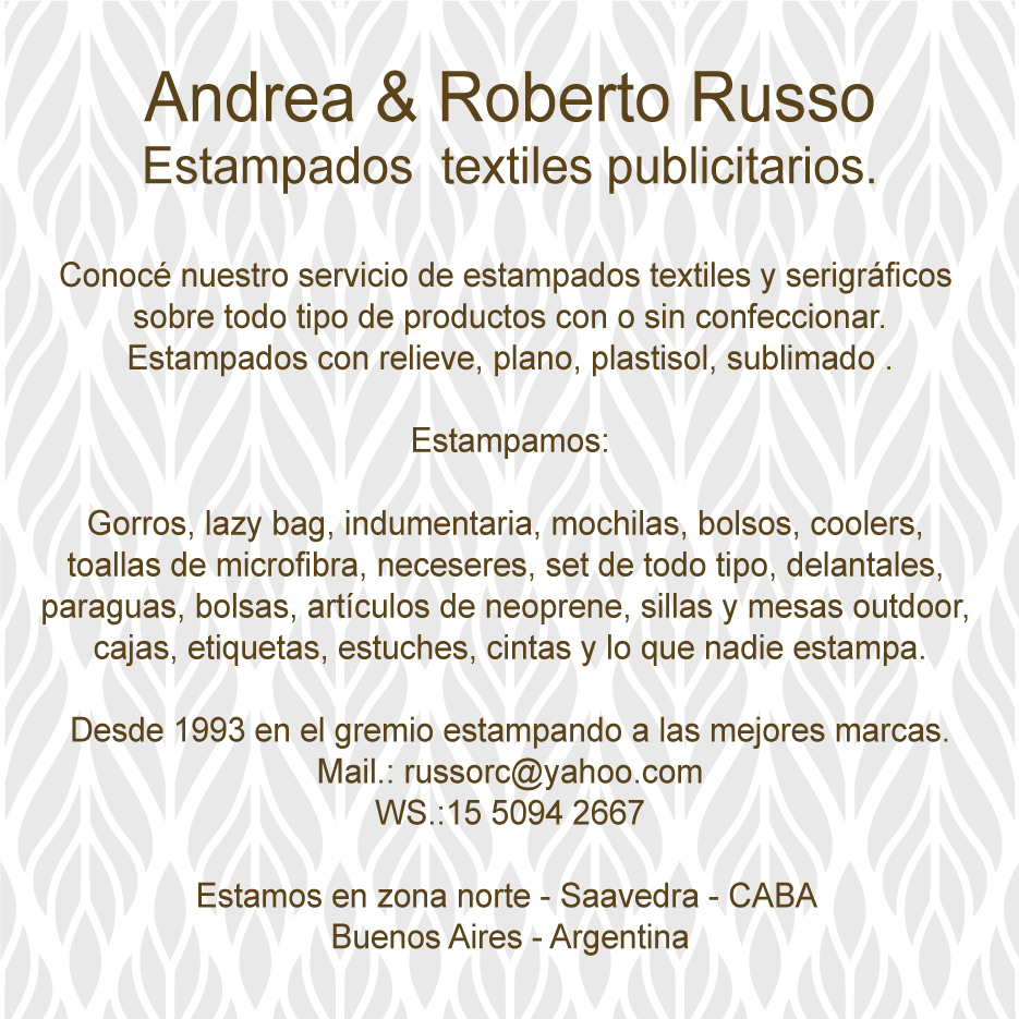 Estampados Textiles Publicitarios Roberto Russo (@robertorussorc) on Twitter photo 