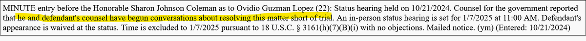 With all due respect that's not exactly right.
What was said in court today is that Ovidio is in negotiations w/the govt to resolve his case before trial--i.e. plead guilty.
That process could at some lead to a formal cooperation deal, but it's not at that stage yet.