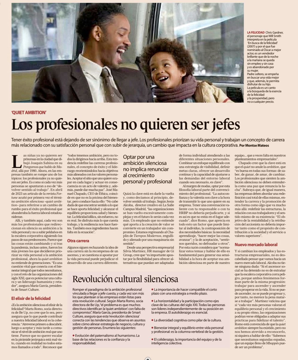 Si no sabes qué es la #QuietAmbition <a href="/montsemateos/">montse mateos</a> lo explica en reportaje de <a href="/Exp_empleo/">Expansión & Empleo</a> <a href="/expansioncom/">expansioncom</a> en el que participo con <a href="/martaromo/">Marta Romo</a> <a href="/MariaGcoach/">Maria Garcia Ruiz</a> <a href="/jesusalcoba/">Jesus Alcoba</a> y Silvia Martinez
No es elixir de la felicidad pero nos acerca a ella si la “quiet” no se come a la “ambition”