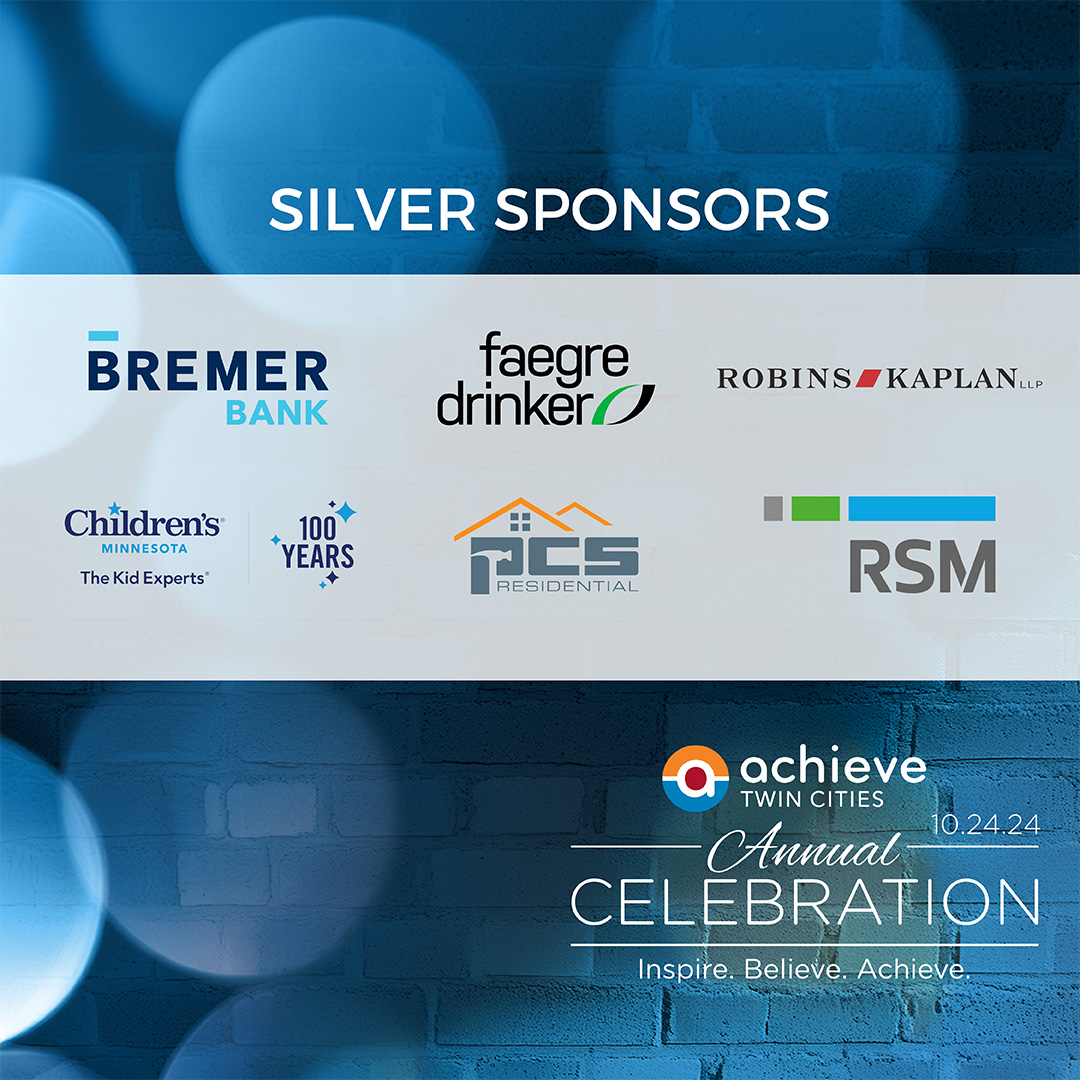 Our Achieve Twin Cities Annual Celebration is only three days away! Our gratitude to these generous Silver Sponsors for supporting our event and our career and college readiness programs for <a href="/MPS/">Jacob Palmer</a>,  <a href="/SPPS/">spps</a> and <a href="/STEPUPMpls/">Step Up Minneapolis</a> youth.