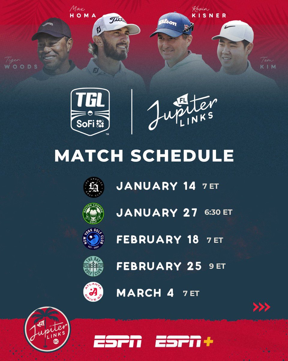 JupiterLinksGC's tweet photo. Who’s ready to #LinkWithLegends? 🌴🐐

Our inaugural schedule is HERE! Which matchup are you looking forward to? 👀 https://t.co/V6B42Ikzw1