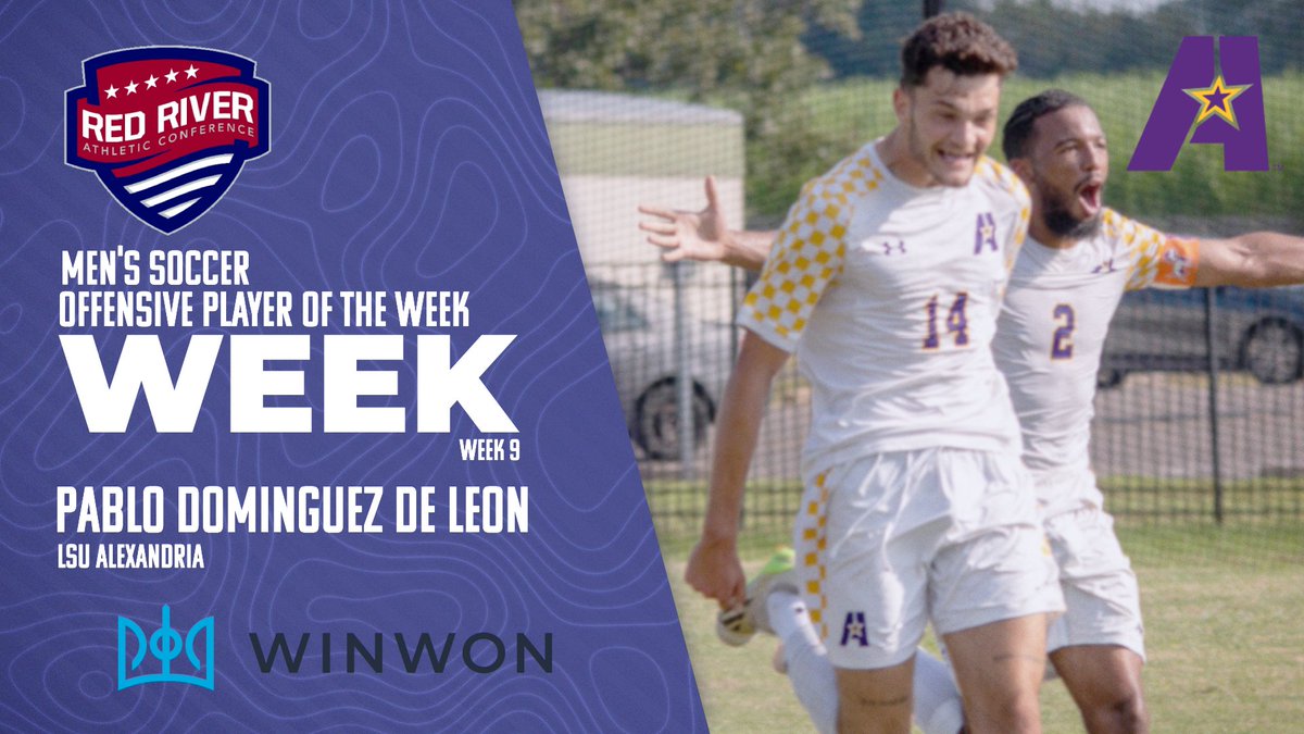 Pablo Dominguez de Leon of <a href="/lsuagenerals/">LSUA Generals</a> was named <a href="/winwontech/">WinWon</a> RRAC men's soccer offensive player of the week for Oct. 14-20. Story: redriverconference.com/general/2024-2…