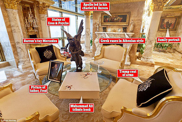 Caution 🫧Bubble Buster - Donald Trump's apartment has two pillars with a portrait of Apollo (Lucifer) between them.