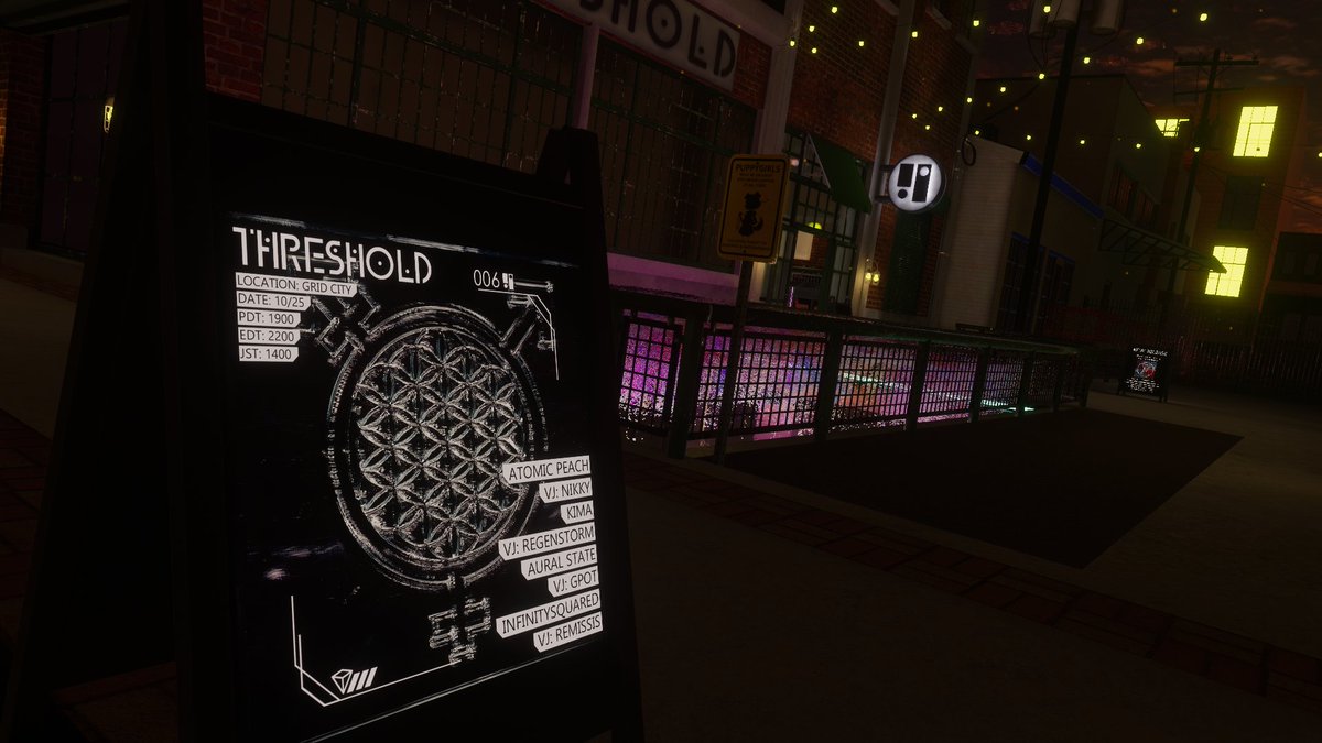 Threshold (@thresholdrcds) on Twitter photo We return to Grid City this Friday for Threshold 006! Join us for good vibes as we celebrate <a href="/Aural_State/">Aural_State | Black Neon - Out 10/25</a>'s track Black Neon
Start : 7 PM PT 10 PM ET
Lineup:
DJ: Atomic Peach
VJ: <a href="/NikkyAI/">Nikky</a>
DJ: Kima
VJ: <a href="/RegenStorm/">RegenStorm</a>
DJ: <a href="/Aural_State/">Aural_State | Black Neon - Out 10/25</a>
VJ: <a href="/glitchp0t/">GPot</a>
DJ :<a href="/Infsquared/">InfinitySquared</a>
VJ: Remissis We return to Grid City this Friday for Threshold 006! Join us for good vibes as we celebrate <a href="/Aural_State/">Aural_State | Black Neon - Out 10/25</a>'s track Black Neon
Start : 7 PM PT 10 PM ET
Lineup:
DJ: Atomic Peach
VJ: <a href="/NikkyAI/">Nikky</a>
DJ: Kima
VJ: <a href="/RegenStorm/">RegenStorm</a>
DJ: <a href="/Aural_State/">Aural_State | Black Neon - Out 10/25</a>
VJ: <a href="/glitchp0t/">GPot</a>
DJ :<a href="/Infsquared/">InfinitySquared</a>
VJ: Remissis