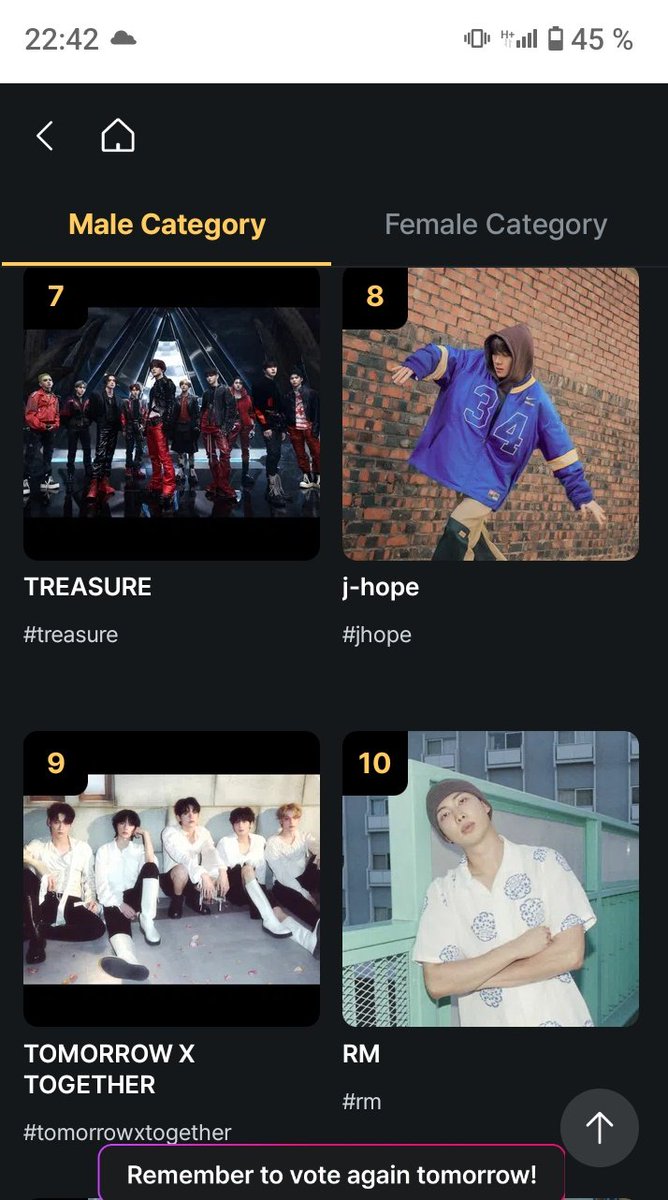 lararm1408's tweet photo. Hobi ha vuelto a subir una posición pero no hay manera que Nam suba.
Yo ya he hecho mis tareas, he votado por todos lados.
Mañana más y esperemos que mejor.
Buenas noches 💜💜 https://t.co/lQVb3oQopN