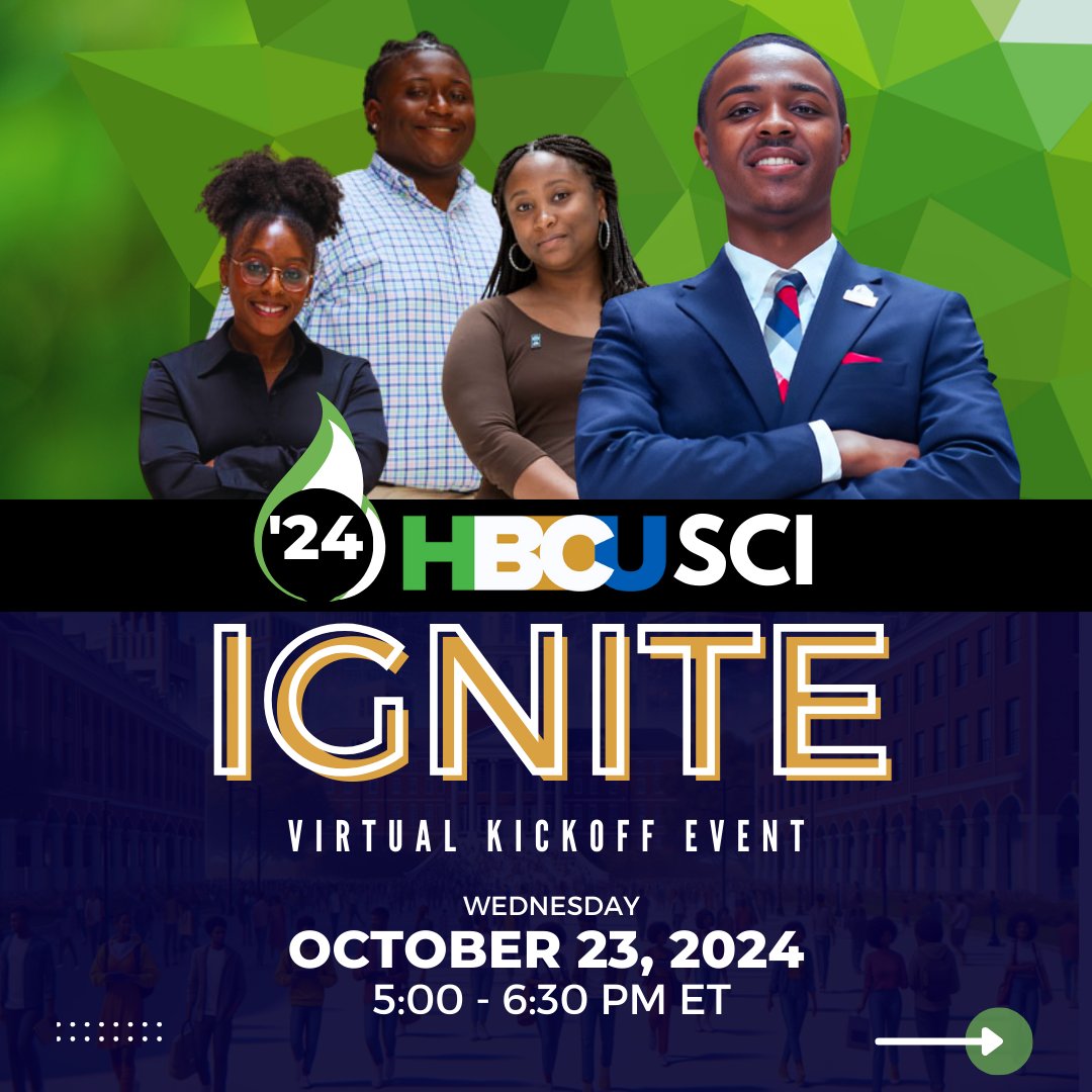 INROADS, Inc. (@inroads) on Twitter photo Join @hbcusci on Wednesday Oct 23rd at 5:00 ET for #HBCUSCI Ignite!
Together <a href="/INROADS/">INROADS, Inc.</a>, <a href="/tmcf_hbcu/">TMCF</a>, and <a href="/UNCF/">UNCF</a>, supported by <a href="/SouthernCompany/">Southern Company</a> will celebrate HBCU SCI’s new scholars, interns, and inaugural cohort of community research fellows.
Register ➡️ hbcusci.org/event/2024-hbc… Join @hbcusci on Wednesday Oct 23rd at 5:00 ET for #HBCUSCI Ignite!
Together <a href="/INROADS/">INROADS, Inc.</a>, <a href="/tmcf_hbcu/">TMCF</a>, and <a href="/UNCF/">UNCF</a>, supported by <a href="/SouthernCompany/">Southern Company</a> will celebrate HBCU SCI’s new scholars, interns, and inaugural cohort of community research fellows.
Register ➡️ hbcusci.org/event/2024-hbc…