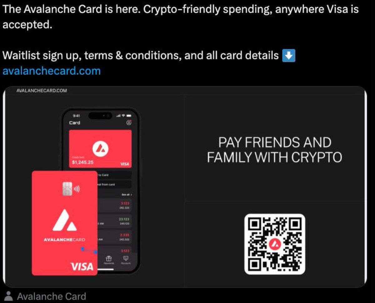 webdetect's tweet image. #AVAX Avalanche and Visa unveiled a bank card.