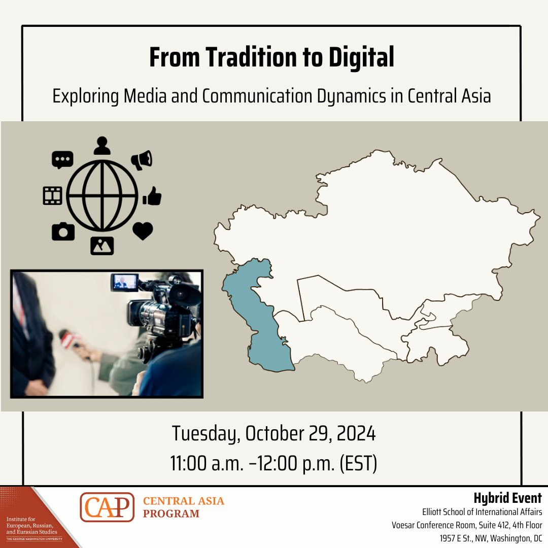 From Tradition to Digital: Exploring Media and Communication Dynamics in Central Asia

RSVP: lp.constantcontactpages.com/ev/reg/q9ueg7a