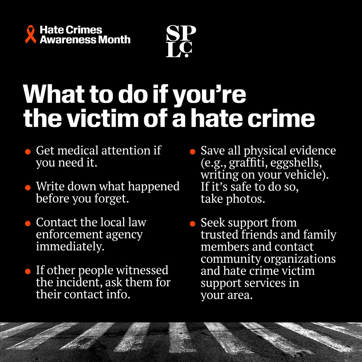 splcenter's tweet image. Hate crimes have a more insidious reach than other kinds of crime. They leave both physical and emotional scars. 

Learn what to do if you&apos;ve been the victim of a hate crime and how the SPLC works to stem hate crimes: bit.ly/3zJ6NsS

#HateCrimesAwarenessMonth #RefuseHate