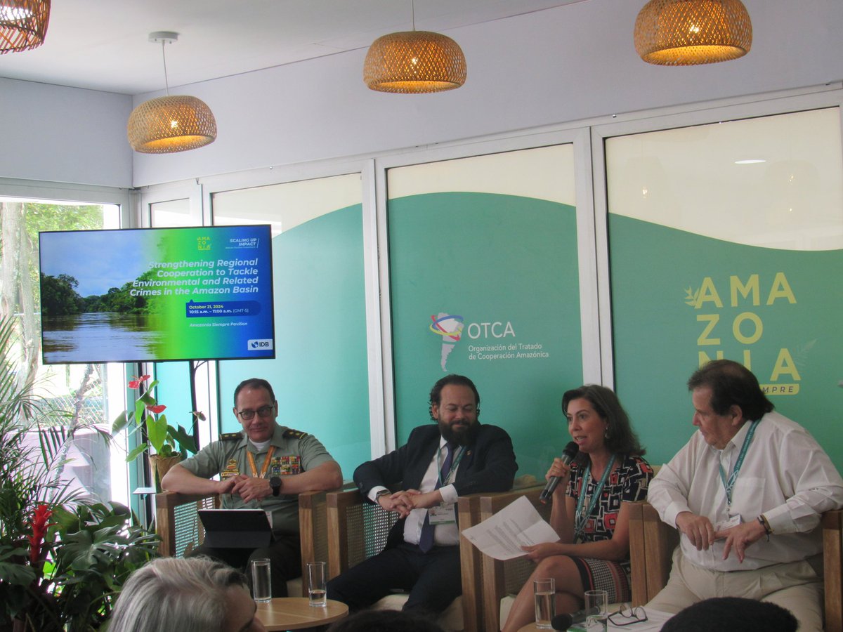 katheaguirreCOL's tweet photo. Arrancando la activa participación de @igarape_org en la @COP16Oficial en mi amada ciudad. Primera discusión "Fortalecimento de la cooperación regional para abordar los crimenes ambientales y relacionados en la cuenca amazónica" con @el_BID Programa Amazonía Siempre https://t.co/s38U6Oyxo8