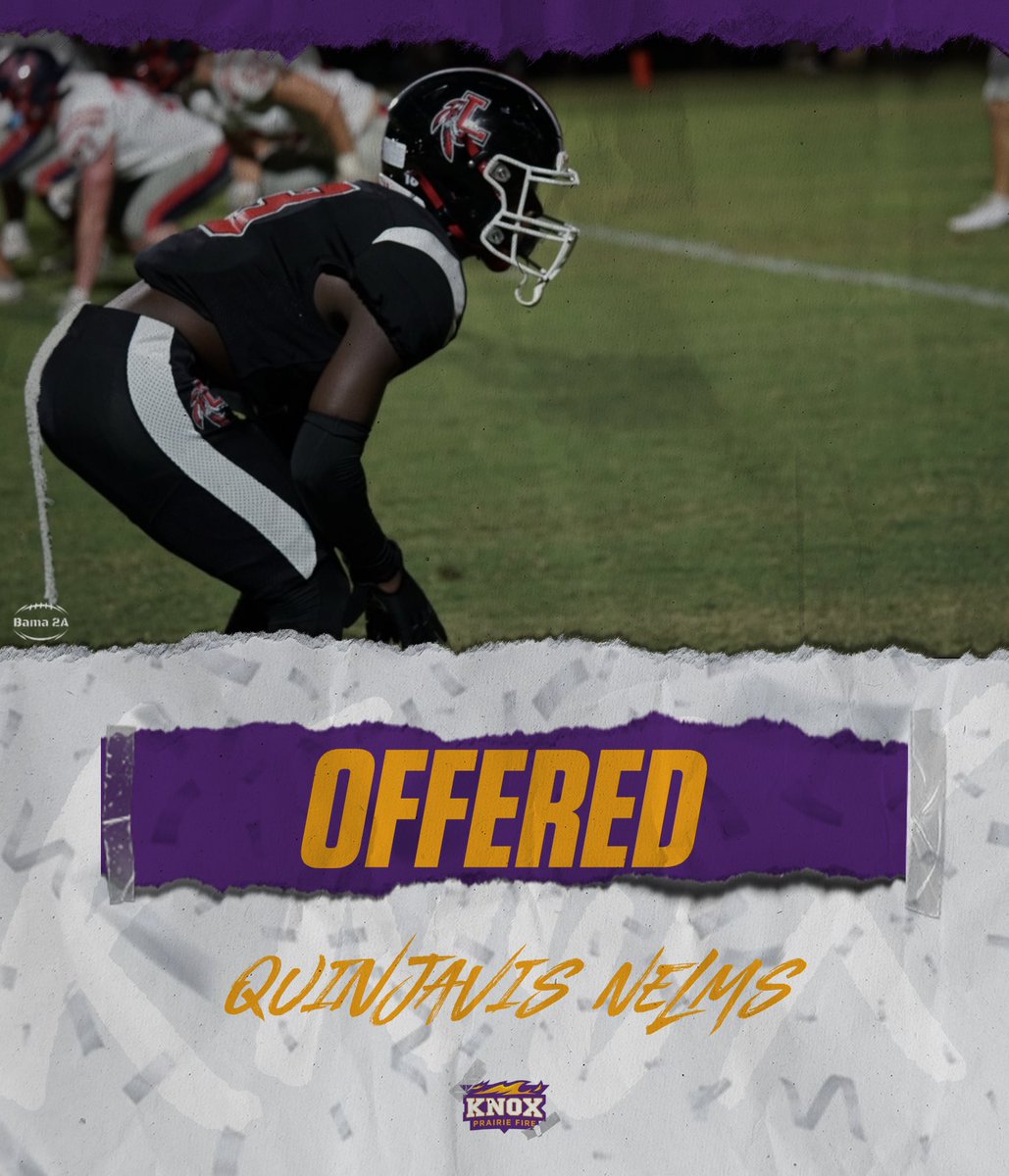 Congratulations to <a href="/QuinjavisN/">Quinjavis Nelms</a>❗️
He was offered by <a href="/FB_KnoxCollege/">Knox College Football</a>❗️