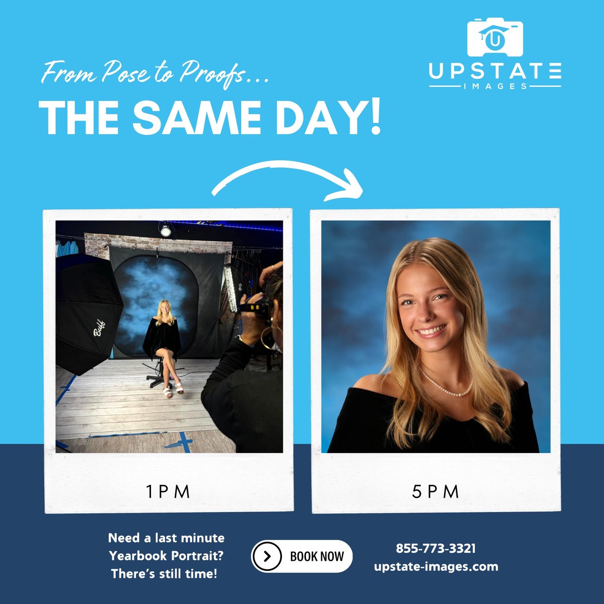 Yearbook deadlines stressing you out? We’ve got you covered with same-day proofs! 📷✅ #upstateimages #classof2025 #seniorportraits #seniorphotography #schoolphotography #seniors
