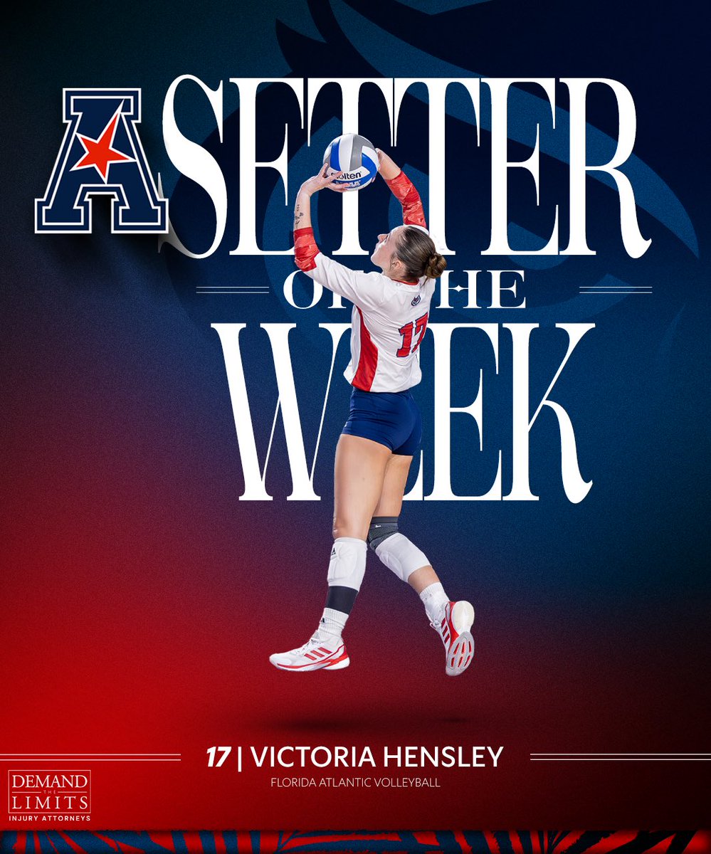 Florida Atlantic Volleyball (@fauvolleyball) on Twitter photo ๐๐๐ ๐๐๐ญ๐ญ๐๐ซ ๐จ๐ ๐ญ๐ก๐ ๐๐๐๐ค
Congrats to <a href="/vhensley2022/">Victoria Hensley</a> on being named the AAC Setter of the Week after dishing out a team-leading 78 assists, averaging 11.14 per set, along with 14 digs, 7 blocks, 4 kills, and a pair of aces against Rice and USF!
#WinningInParadise ๐๐๐ ๐๐๐ญ๐ญ๐๐ซ ๐จ๐ ๐ญ๐ก๐ ๐๐๐๐ค
Congrats to <a href="/vhensley2022/">Victoria Hensley</a> on being named the AAC Setter of the Week after dishing out a team-leading 78 assists, averaging 11.14 per set, along with 14 digs, 7 blocks, 4 kills, and a pair of aces against Rice and USF!
#WinningInParadise
