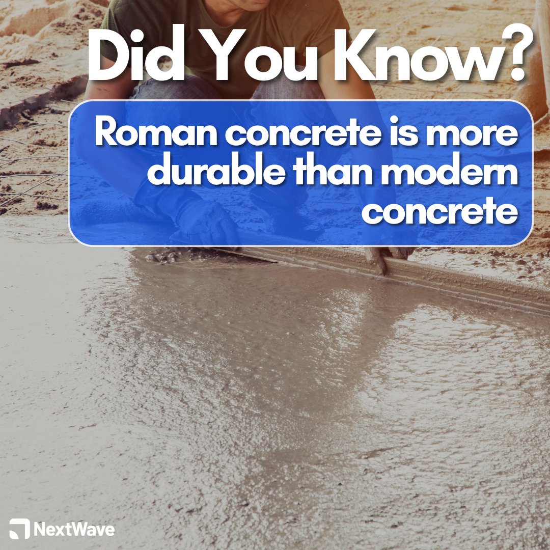 Fun fact: Roman concrete lasts longer than modern concrete! 🏛️ They used volcanic ash, helping their buildings stand the test of time. 

#ConstructionFacts 
#Engineering 
#AncientRome
#NextWaveSafety