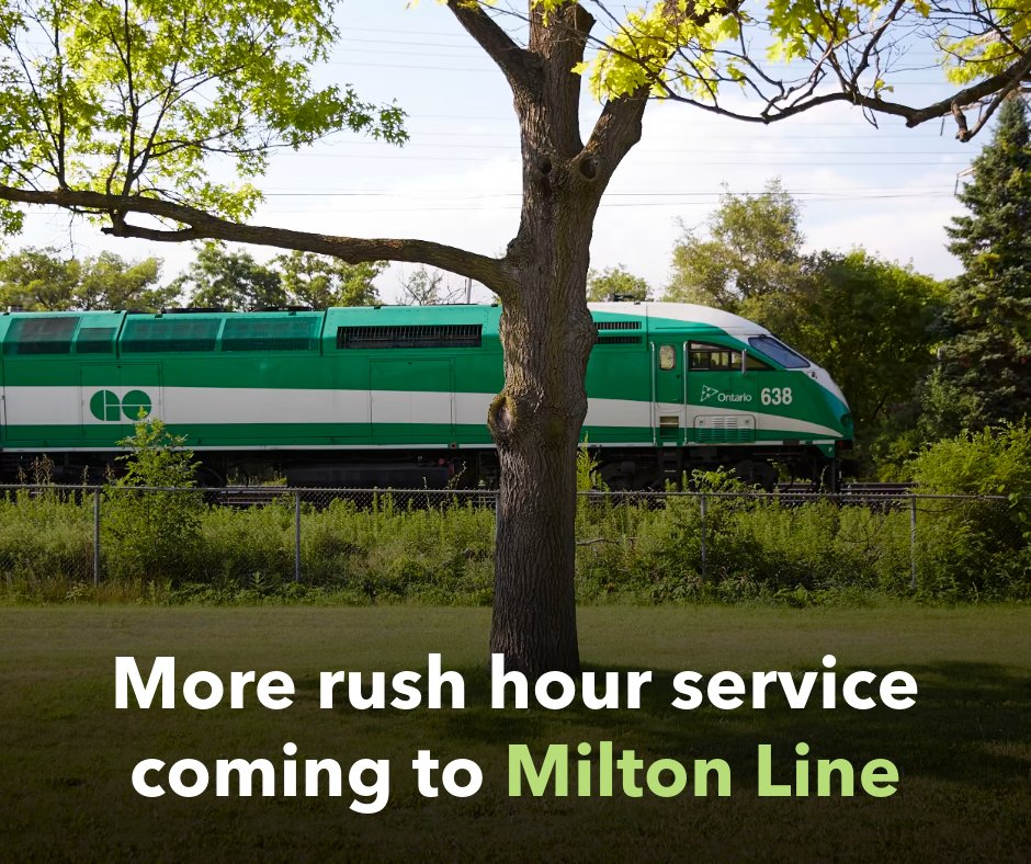 Two additional rush hour trips are coming to the Milton Line. Learn more about this and other minor schedule adjustments across the GO rail network here: bit.ly/4felUcK