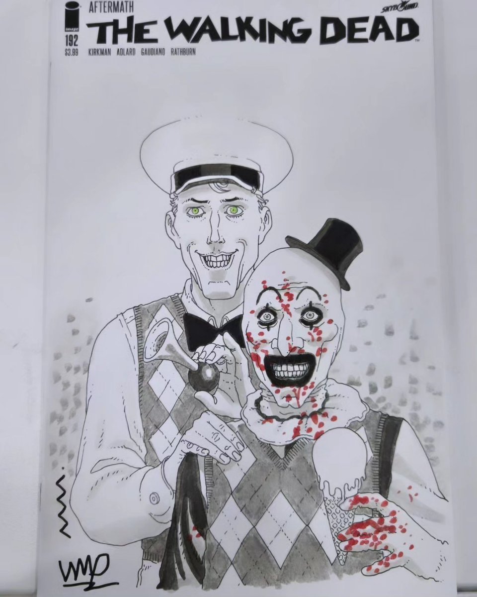 NazPacino's tweet photo. #Riccardus THE #IceCreamMan along with #ArtTheClown from #Terrifier as the #Stepbrothers cover drawn by #MartinMorazzo, who is in the inceptioned pic, along with fellow #ICM creator #WMaxwellPrince. 🤯 Dreams do come true at #NewYorkComicCon! 😈🤡🍦#NYCC20 https://t.co/29prBHu6MT