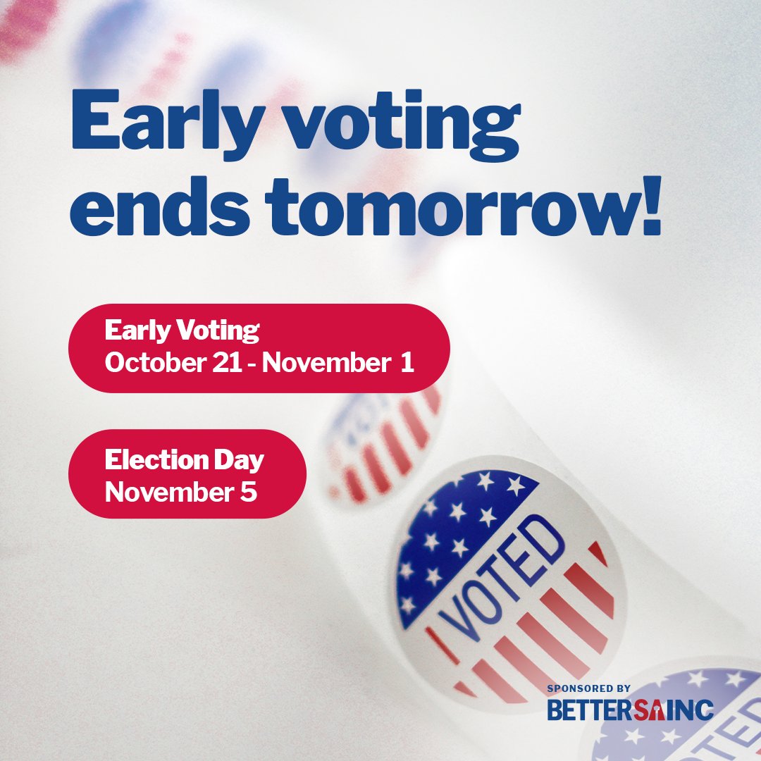 Tomorrow’s the last day of early voting! Vote for a Better SA and support Charter Amendment C to keep strong leadership in our city. Head to the polls! #VoteForBetter #CharterAmendmentC